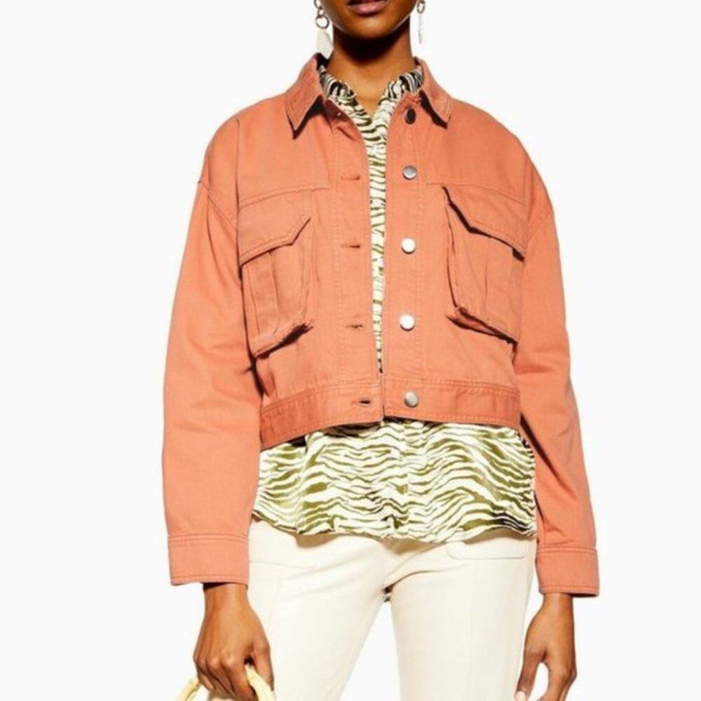 TOPSHOP Avril‎ Shacket Crop Jacket Blush 4-6 NWT